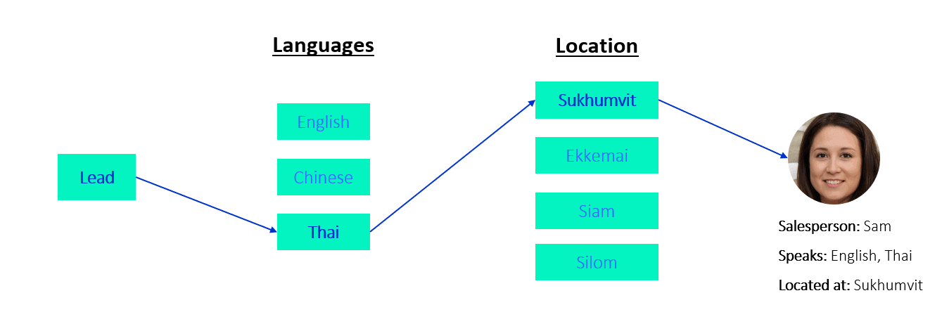 How Departments distribute leads based on language and location.