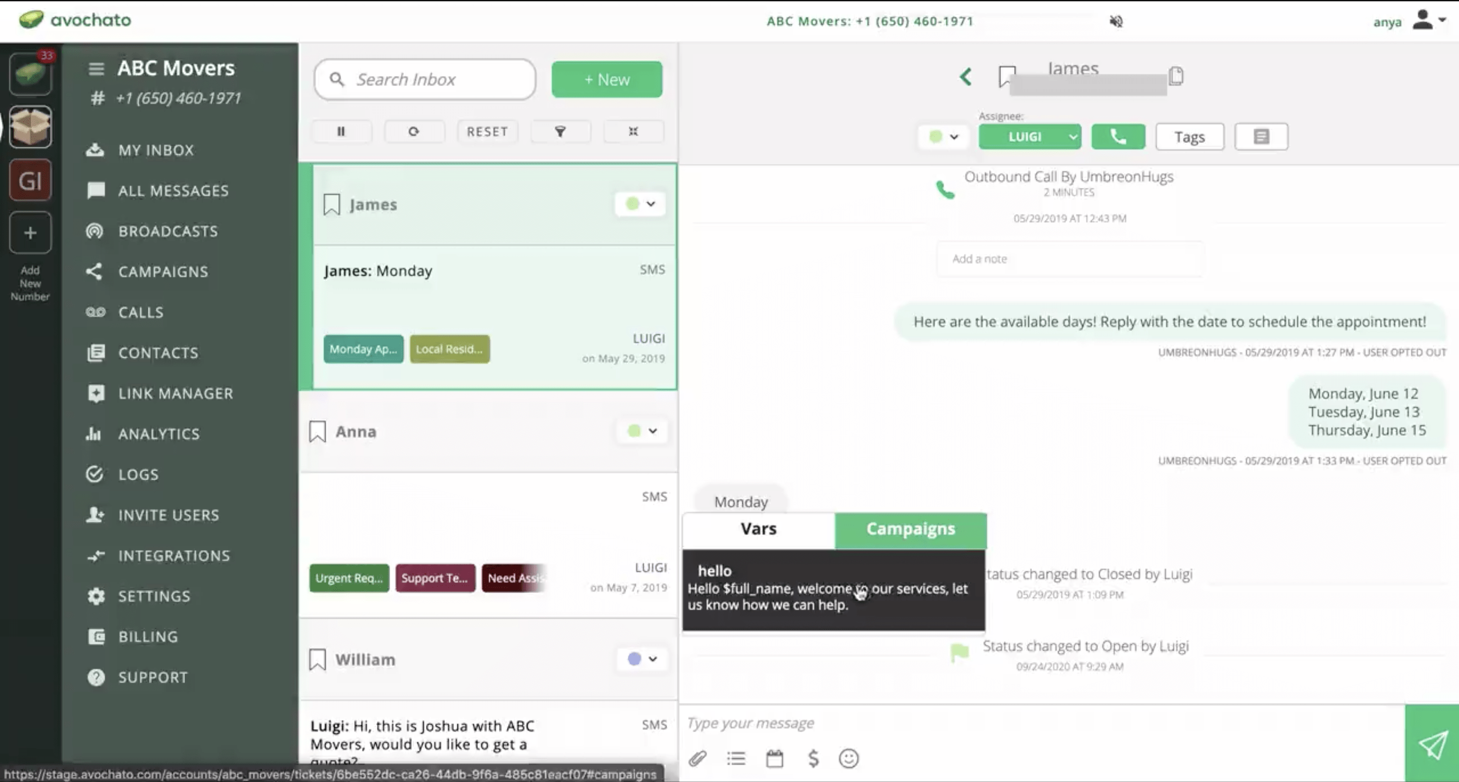 Avochato is a cloud-based text messaging software that helps businesses manage conversations.