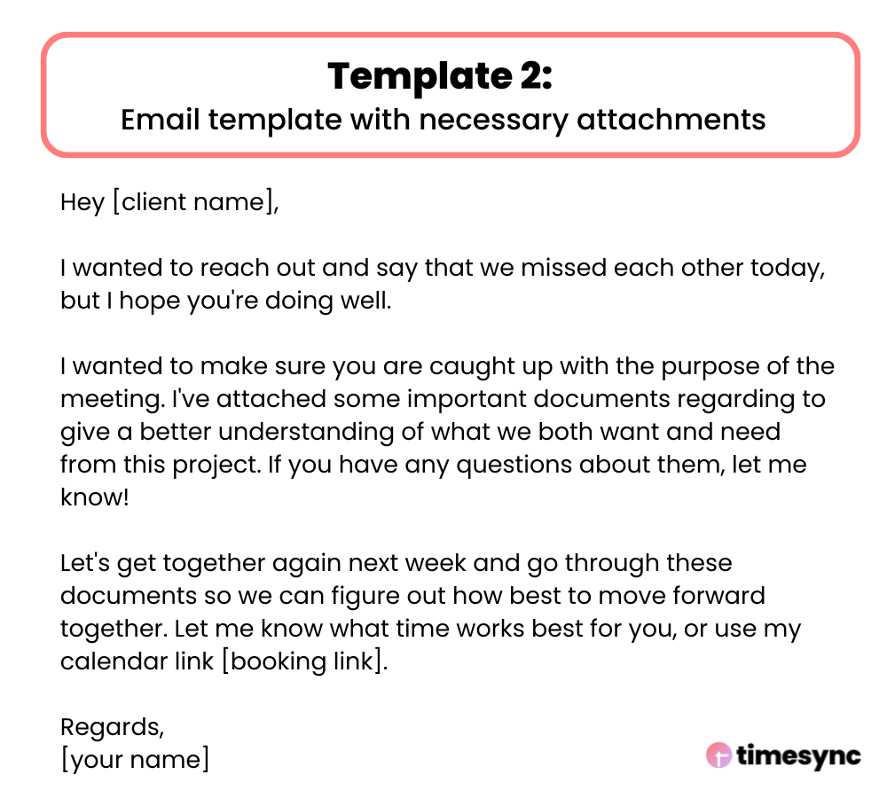 Email Template To Someone Who Missed A Meeting