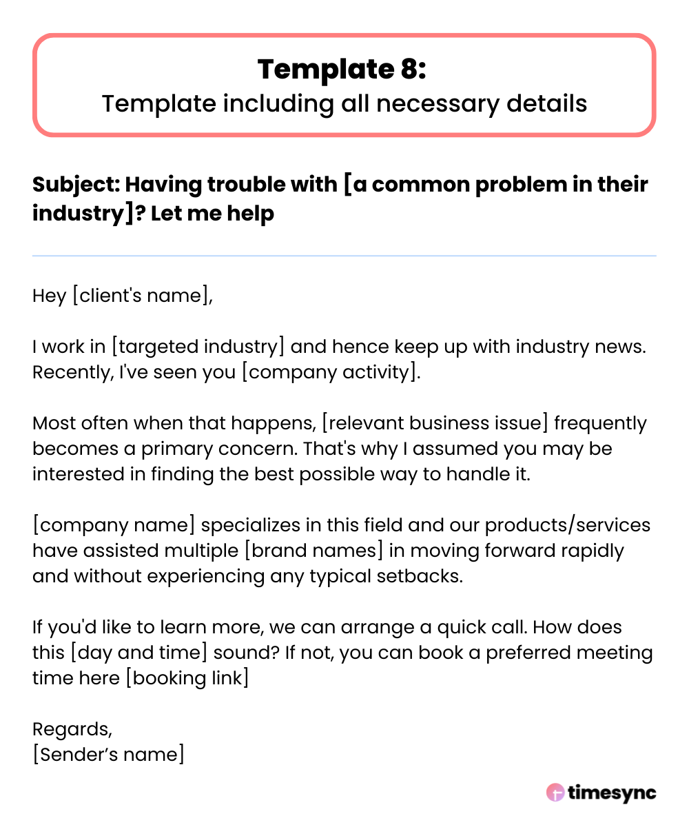 A template including all necessary details to schedule a meeting